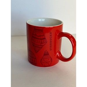 Starbucks 2015 Christmas Holiday Coffee Cup Mug Red Ornaments 12 Ounce